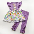 baby girls cotton bunny eggs tunic tops clothing & ruffle pants clothes set children Easter Day boutique outfits