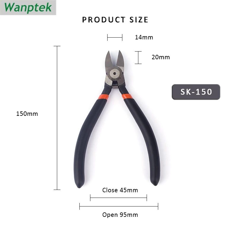 SK-150 mini cut line plier edge super thin single edged assembled slanting carbon steel model side cutting pliers