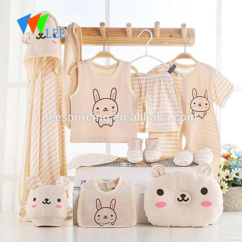 Wholesale Organic Cotton Newborn Baby Girl Boy Clothes Clothing Gift Sets Romper Pants