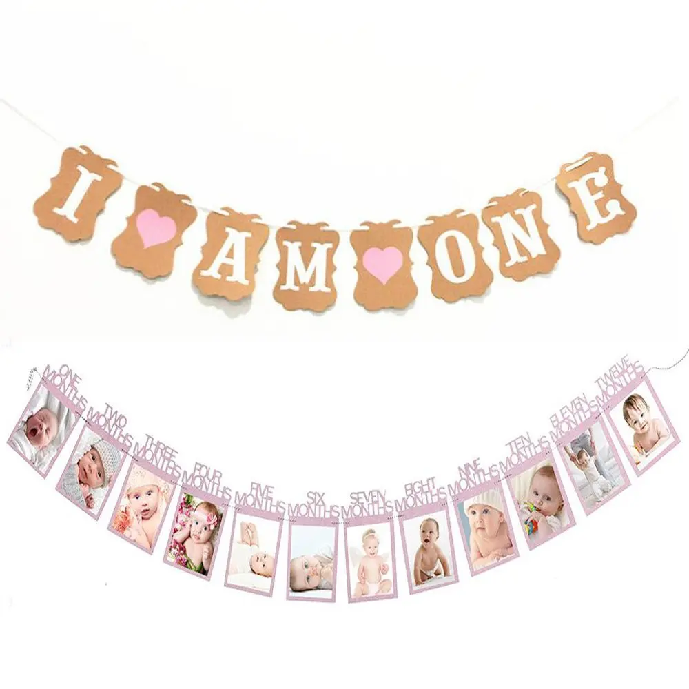 banner i am one and 1-12 months photo rope banner,first birthday