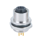DeviceNet Bulkhead PCB Panel Receptacle Connector M12 Female 5pin Connector with straight panel mount connector