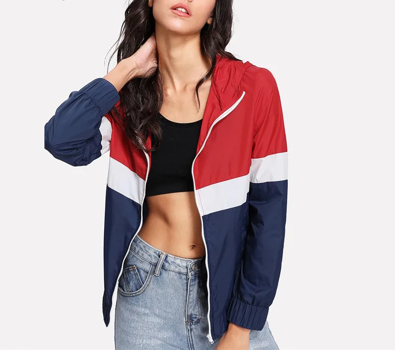 Cut And Sew Hoodie Windbreaker Jacket Colorblock Zipper Pocket Coat Women Autumn Sporting Athleisure Jacket
Cut And Sew Hoodie Windbreaker Jacket Colorblock Zipper Pocket Coat Women Autumn Sporting Athleisure Jacket