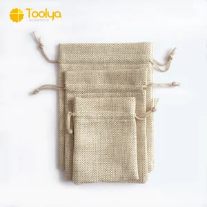 factory wholesale custom gift burlap small jute drawstring bag