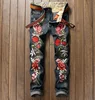 X84133A embroidery flower mens denim jeans and pants wholesale price china new model ripped denim man jean trousers
