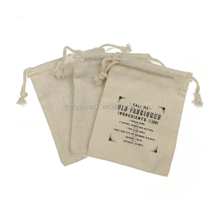 printed cotton linen drawstring dust bag