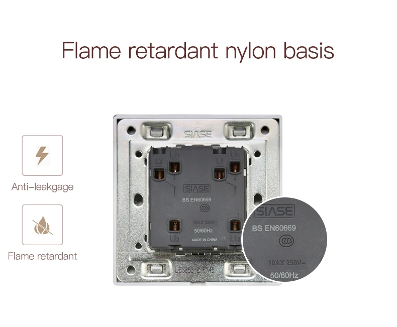 SIASE 220V 250V 3 gang luxury wall light electric switch