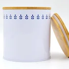 tea coffee sugar kitchen storage tin jar with bamboo lid