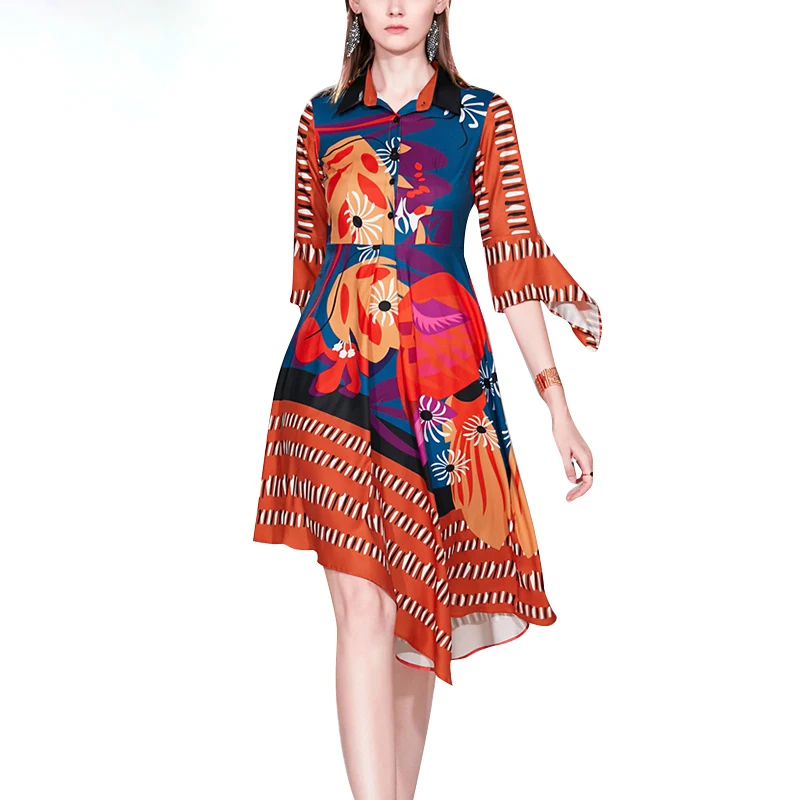 In-stock new product fashion printing patchwork a-line turn down collar three quarter sleeve casual women summer midi dress, Picture color
In-stock new product fashion printing patchwork a-line turn down collar three quarter sleeve casual women summer midi dress, Picture color