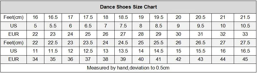 Ballet Pointe Shoes Size Chart