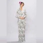 New Beautiful Floral Print Islamic Woman Dress Baju Kurung