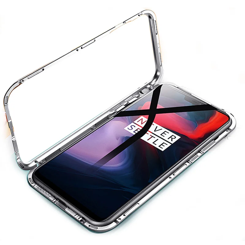 360 Metal frame flip phone cover explosion Single-side Glass Magnetic case For Oneplus 6T / 6, Black;gray;blue;red
360 Metal frame flip phone cover explosion Single-side Glass Magnetic case For Oneplus 6T / 6, Black;gray;blue;red