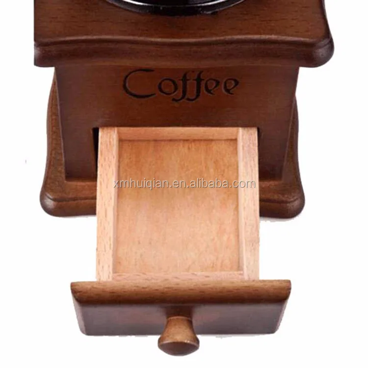 Low cost high quality food safe wooden manual coffee grinder industrial