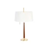 iron gold luxury finish table lamp with Leather on middle for hotel guest room indoor lighting