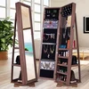 Home Furniture Living Room Decoration Standing Wood Armoire with Full-length Mirror Jewelry Cabinet Armoire Organizer Storage