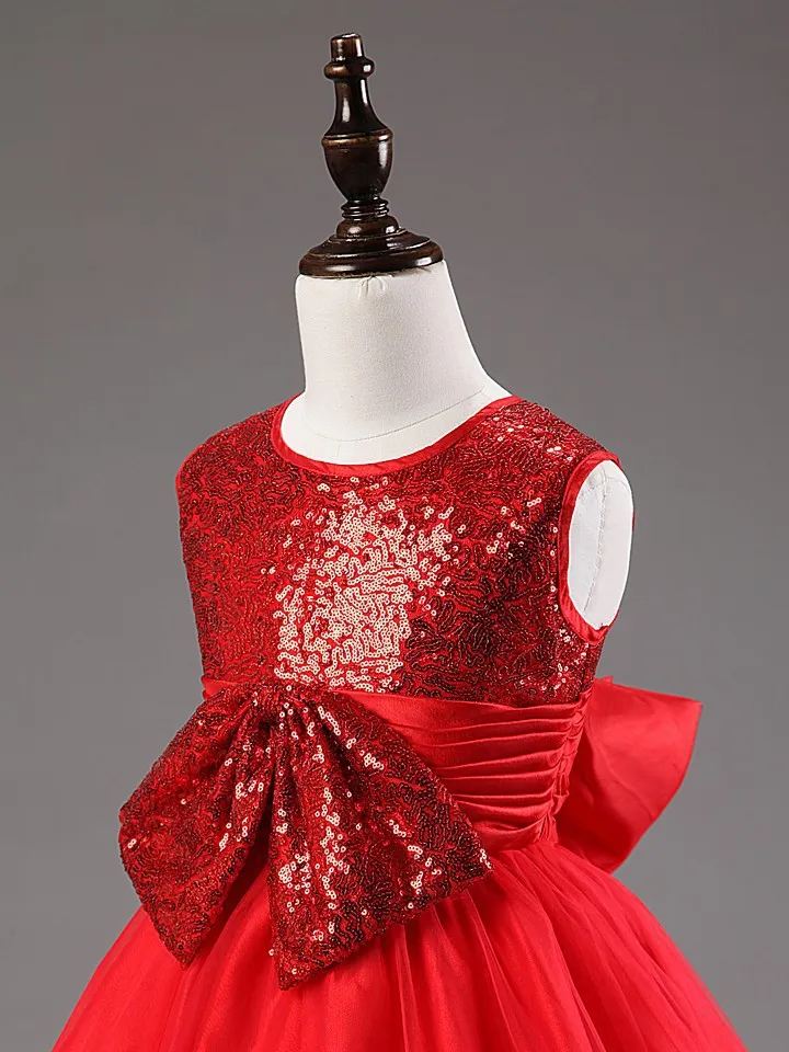 Little Baby Girls Dress Party Costume Bow Lace Sequins Flower Princess Tutu Dresses Children Clothes Kids Clothing