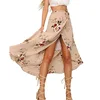Women Boho Floral Print High Waist Summer Beach Wrap Maxi Skirt Cover Up