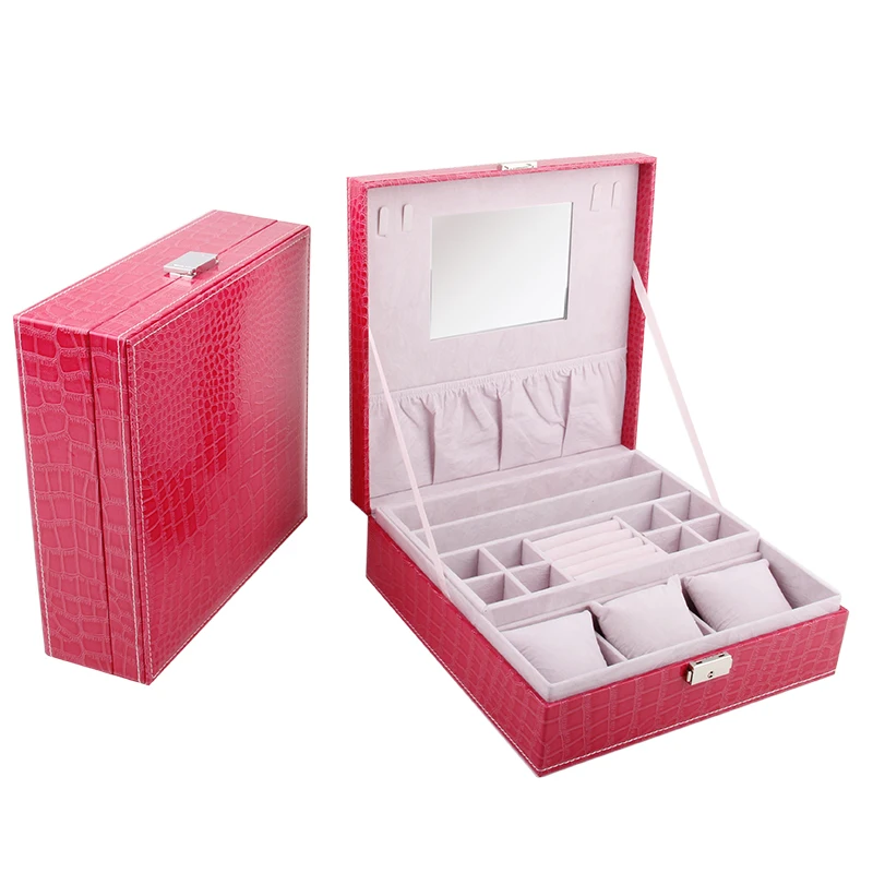 Jewelry Box Girls Jewelry Organizer Mirrored Mini Travel Case Lockable Black