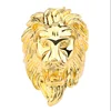 European and America Fashion Punk Rock Hip-Hop Gold Lion Head Rings Titanium Stainless Steel Men's Rings Jewelry