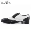 Black/White Leather men shoes Oxford Footwear stock lots Mens Handmade Shoes In Guangzhou