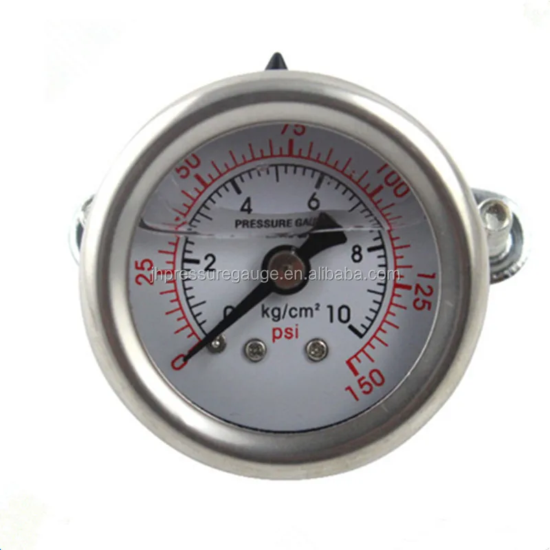 Y40-BG299 silicone or oil-filled pressure gauge stainless steel case manometer /black dial plate/ back type/ CE