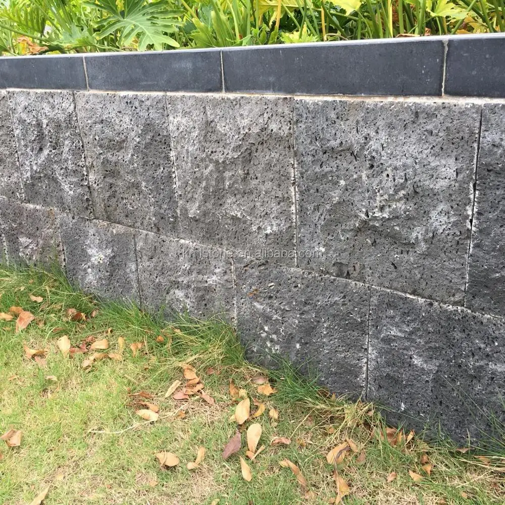 volcanic basalt stone for garden wall cladding.