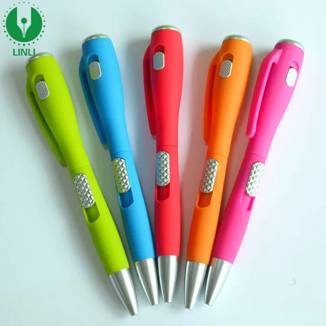 Custom Promotional Flashing Ball Pen, Plastic Advertising Cheap Light Led Pen With Logo