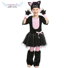 Spot Halloween Animal Dress Up cos cute black cat pink bow six one children's day animal costume