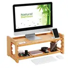 Height Adjustable Monitor Stand Bamboo Computer Stand