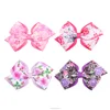 New Design 4 Inch Printed Flowers Hair Bow For Girls