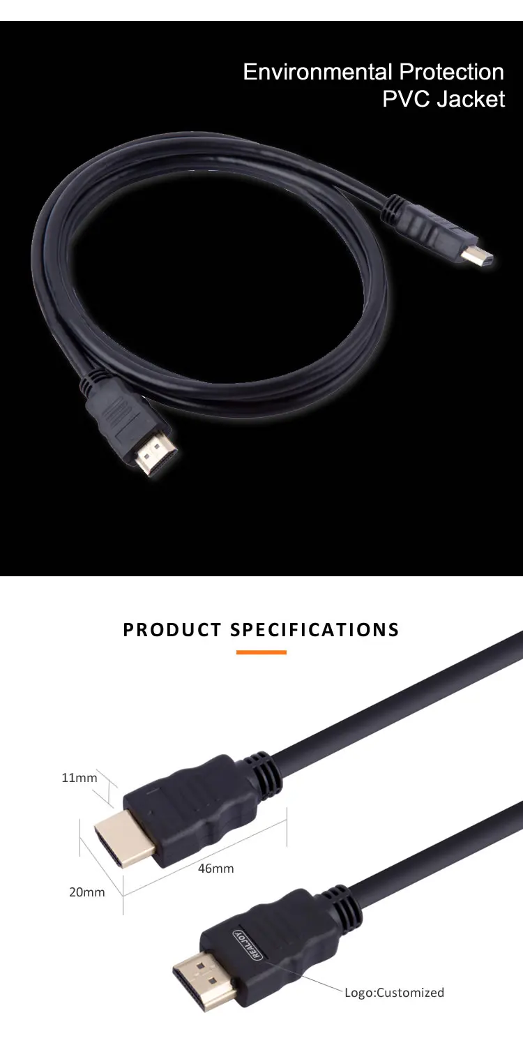 High quality 24k gold plating 3m hdmi cable Black Color Support 1080p 3d Hdmi Cable 1.4v - ANKUX.COM