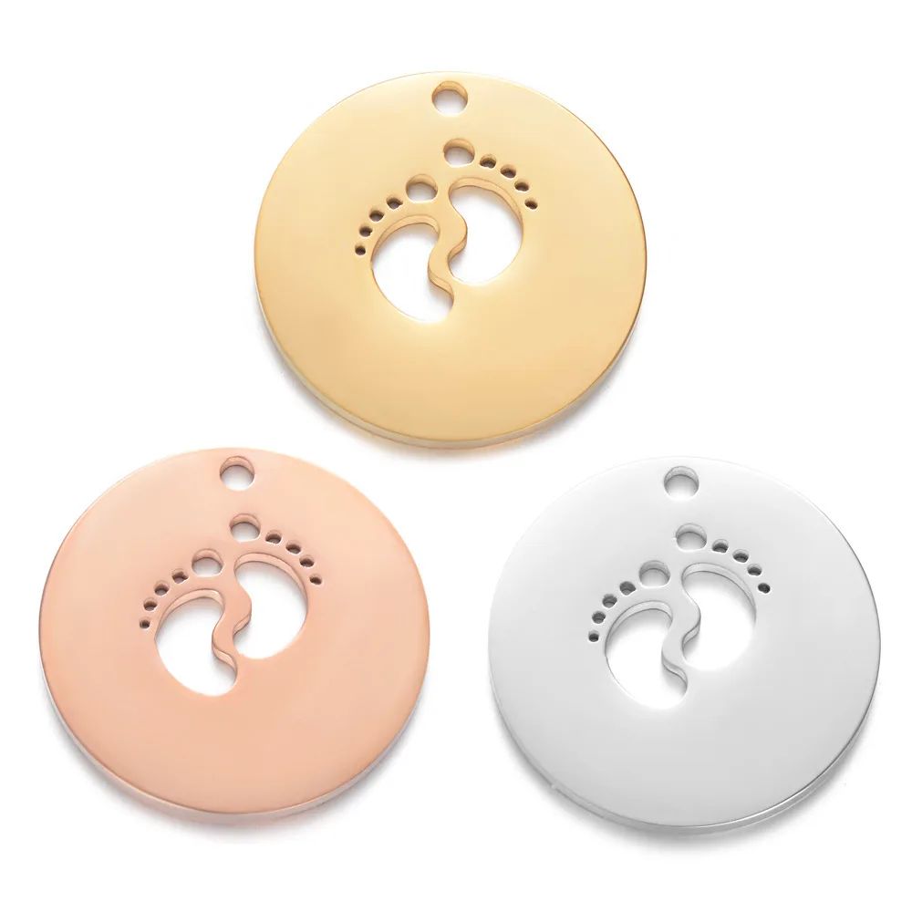 Wholesale Baby Footprints design 22mm Round Silver / gold / rose gold Stainless steel Necklace pendant, Steel , gold , rose gold
Wholesale Baby Footprints design 22mm Round Silver / gold / rose gold Stainless steel Necklace pendant, Steel , gold , rose gold