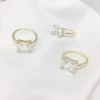 Gold plated Jewelry large radiant Zirconia Wedding engagement rings