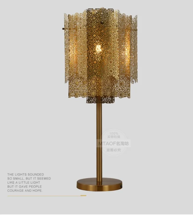 Custom popular modern stainless steel metal hollow desk reading standing table lamp