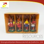 Set of 4, Wooden Easter Decoration Rabbit Hanging Ornament