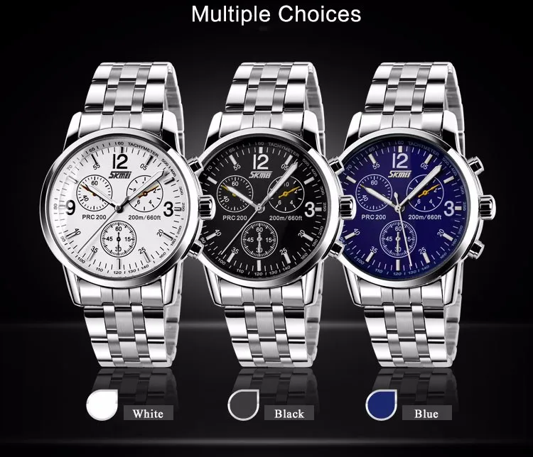 SKMEI 9070 Men Casual Leather Strap Wristwatch Japan Movement Waterproof Quartz Watches