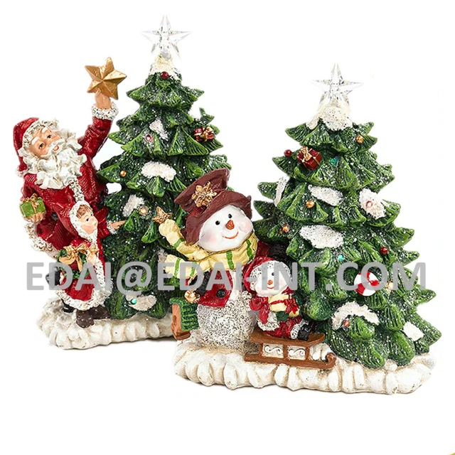poly santa/snowman with led light christmas tree decoration