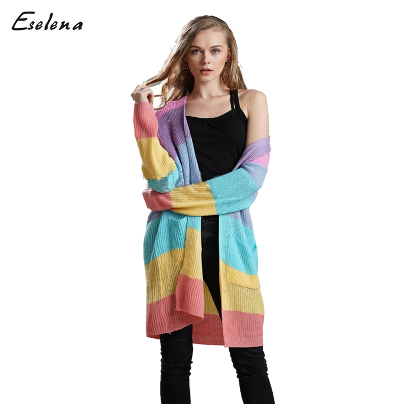 Autumn women rainbow striped cardigan mujer Loose large size 100% Acrylic Knit cardigan Sweater wholesale
Autumn women rainbow striped cardigan mujer Loose large size 100% Acrylic Knit cardigan Sweater wholesale