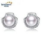 3A 8mm button 925 sterling silver new model pearl earring
