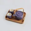 Chinese supplier purple color vintage porcelain tea set with wooden tray / tea pot with filter