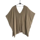 100%Silk Hand Sewn Beaded Batwing Sleeve Baggy Round Neck Blouses for Women