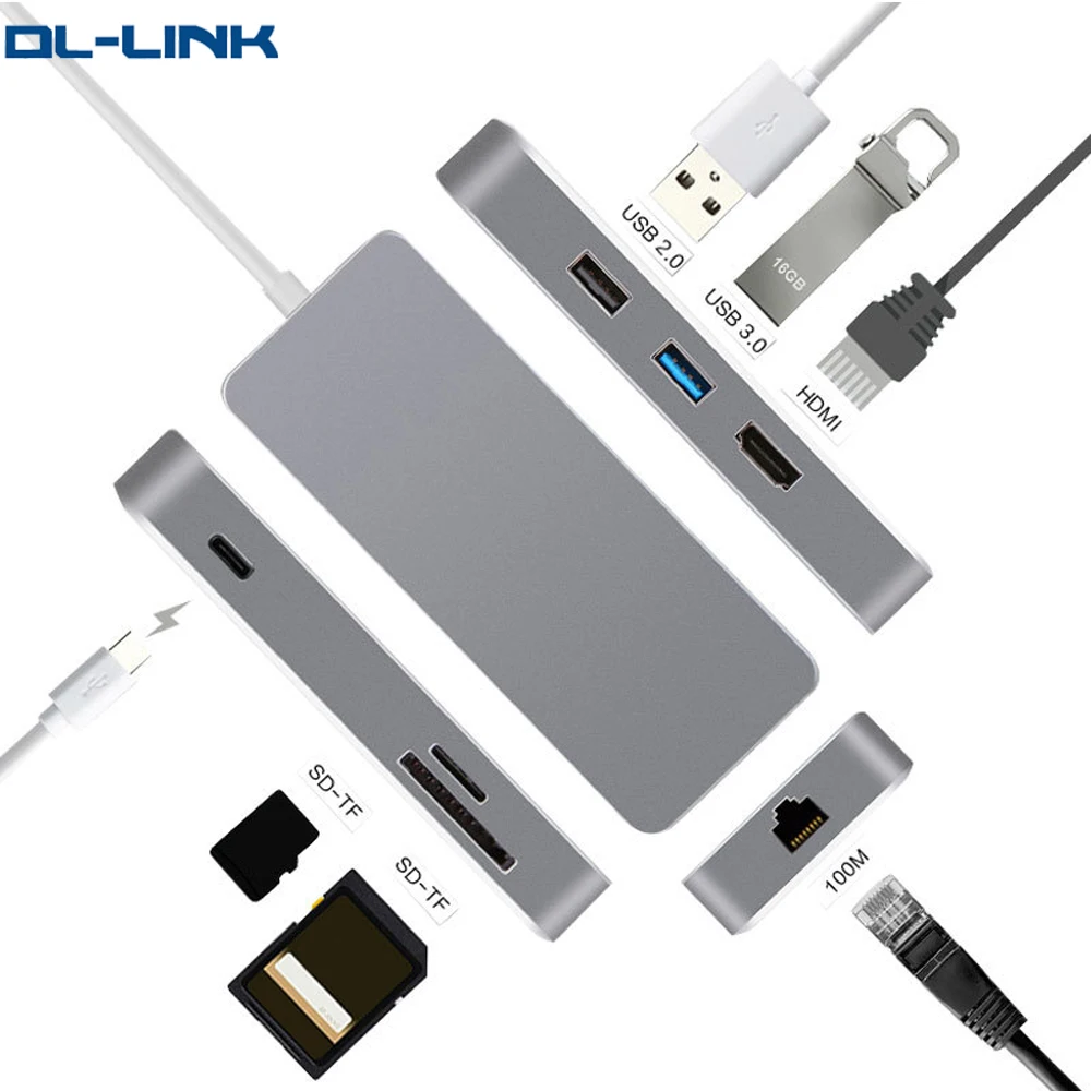 TC102H 7 in 1 Type C Hub to HD + SD TF Card Reader + USB + RJ45 type c PD charging hub adapter for MacBook, Silver;grey
TC102H 7 in 1 Type C Hub to HD + SD TF Card Reader + USB + RJ45 type c PD charging hub adapter for MacBook, Silver;grey
