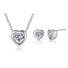 Fashion jewelry Sets Silver Heart Necklace & Earrings set Top quality beautiful wedding gift jewelry
