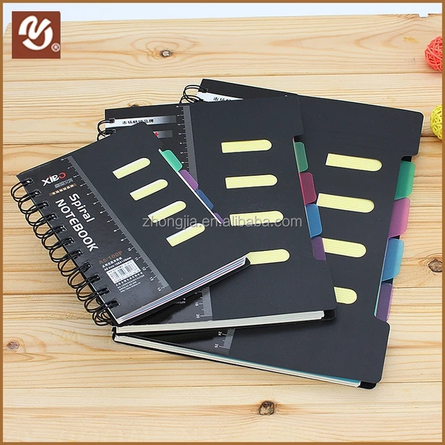 new design spiral notebook with colored index tab divider