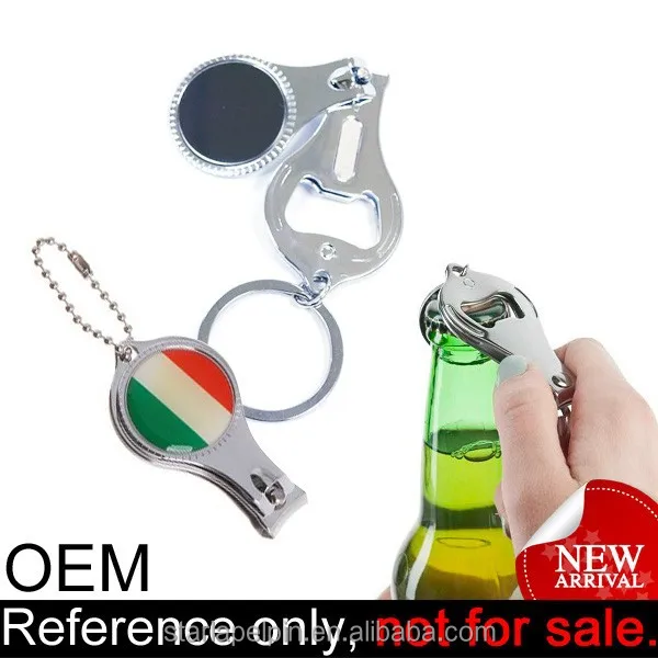 zinc alloy useful keyring custom nail clipper bottle opener