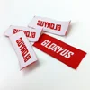 Wholesale Customized Brand Name Logo End Fold Garment Sew On Woven Label for Bags and Hats