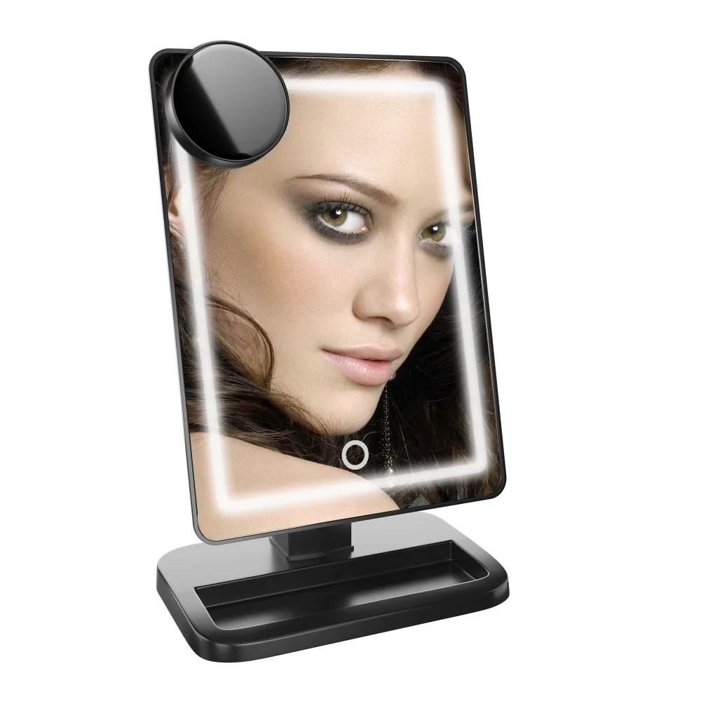 

Touch Screen Battery Operated LED Lighted VanityMakeup Mirrors with Portable 10x Magnifying Spot Mirror stand vanity mirror, Black,white,pink/customized color
