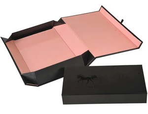 rigid black paper gift box folding paper file box with magnet