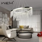 Modern Crystal Chandelier Hang Lamp Indoor Luster Crystal Chain Chandelier Round Stainless Pendant Light
