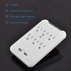 6 Outlet Wall Mount Surge Protector with 2.4A Dual USB Charging (Updated Version with Dimmed LED Light)