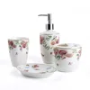 China Manufacturer Home Decor Gold Rim 4pcs Porcelain Ceramic Bathroom Accessories Sets
